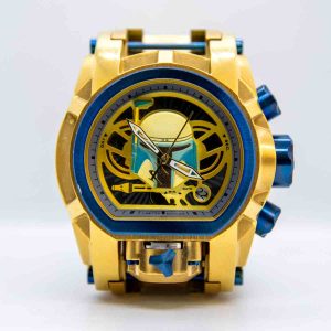 Invicta Bolt Zeus, Golden Strap and Blue Dial Watch for Men