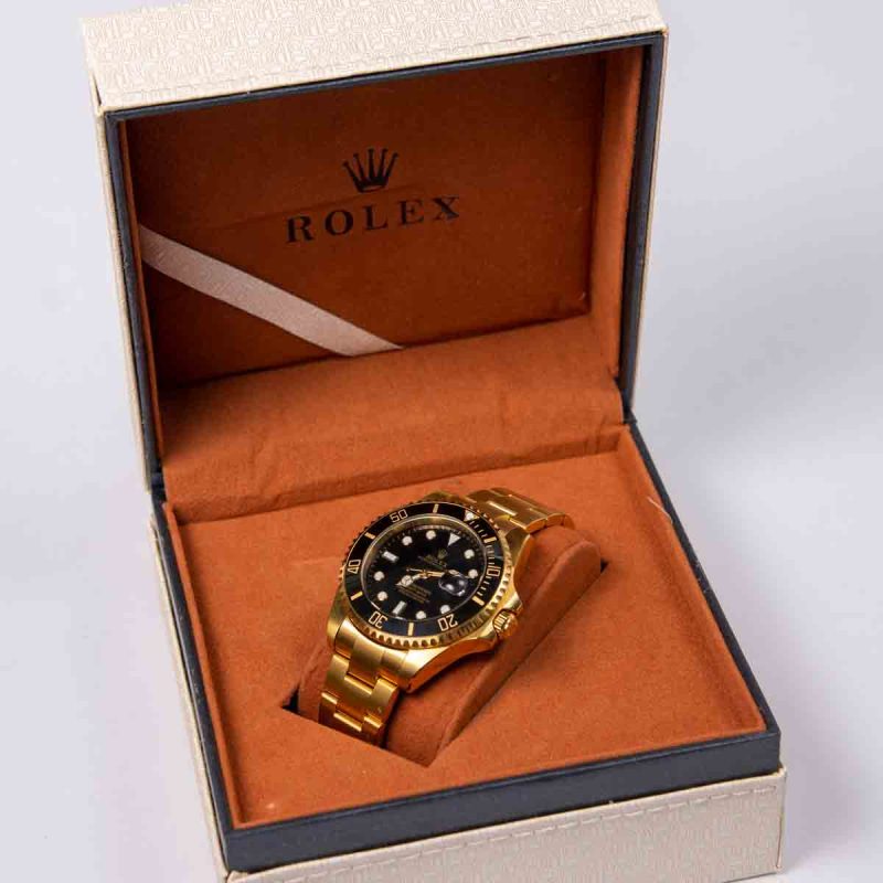 Rolex Submariner Golden Strap, Black Dial Watch for Men