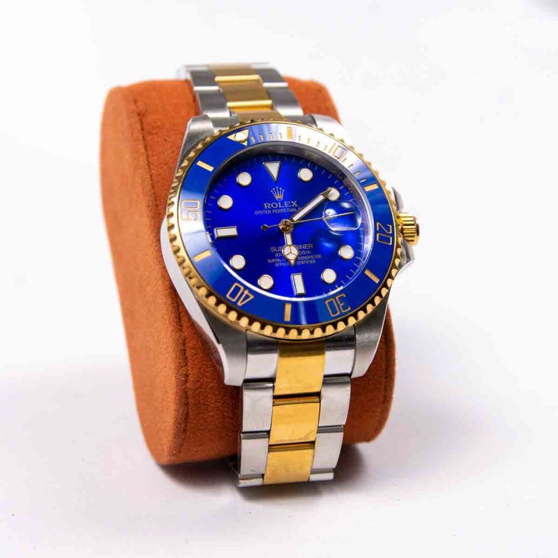 Rolex Submariner, Golden and Silver Strap, Blue Dial Watch for Men