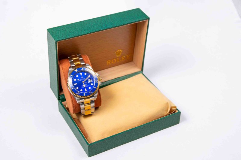 Rolex Submariner, Golden and Silver Strap, Blue Dial Watch for Men